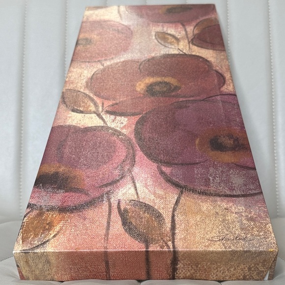 Floral Canvas Wall Art Mauve & Golden NWOT Hanging Wall Art - Picture 3 of 16